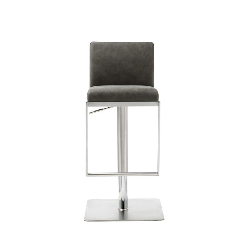 Sleek Stainless Steel Bar Stool with Backrest, Durable Counter Height Chair