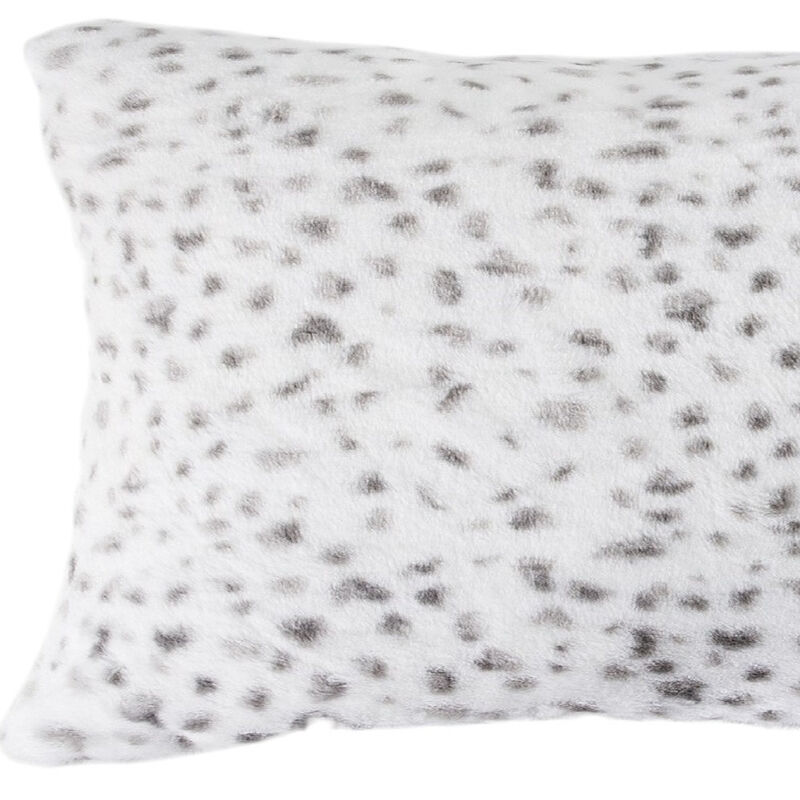 HomeRoots Set of Two 12" X 20" White and Gray Faux Fur Lumbar Throw Pillows image number 3