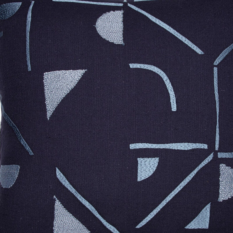 HomeRoots 24" Blue Geometric Cotton Blend Throw Pillow With Embroidery image number 3