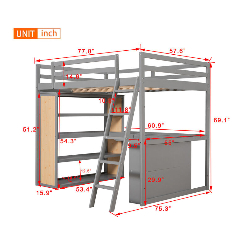 Merax Loft Bed with Ladder image number 10