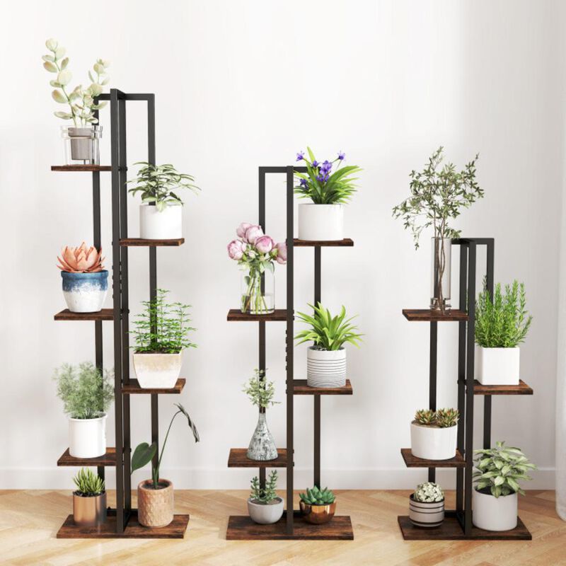 Hivvago 3 Pieces Tall Wood Plant Stand Set 4+5+6-Tier Indoor Flower Stands