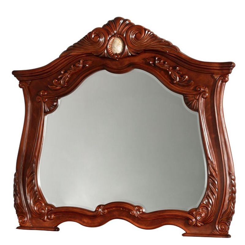 Michael Amini Cortina Dresser & Mirror - Honey Walnut