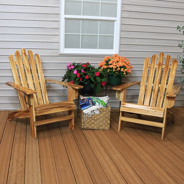 Sunnydaze Rustic Fir Wood Adirondack Chair - Charred Finish