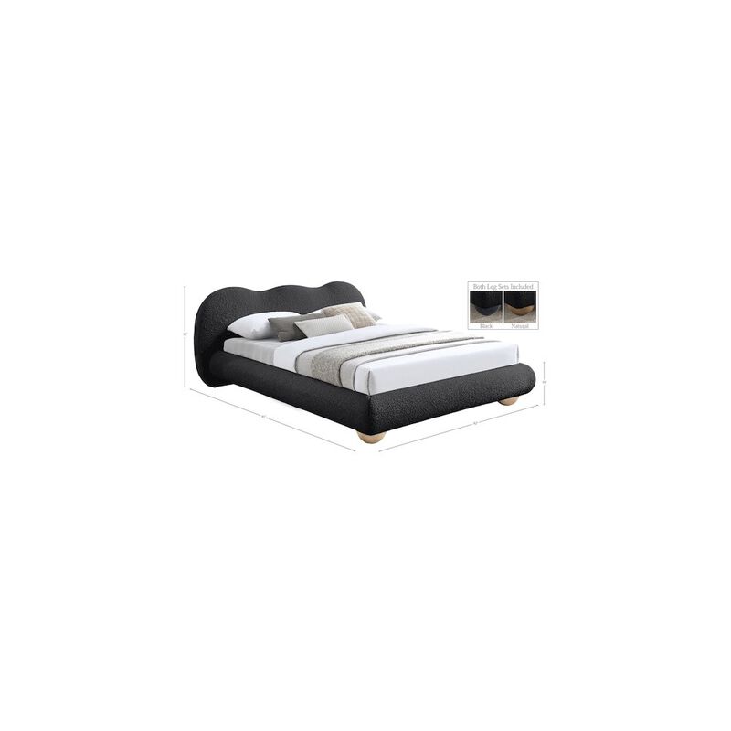 Meridian Furniture Hyde Black Boucle Fabric King Bed