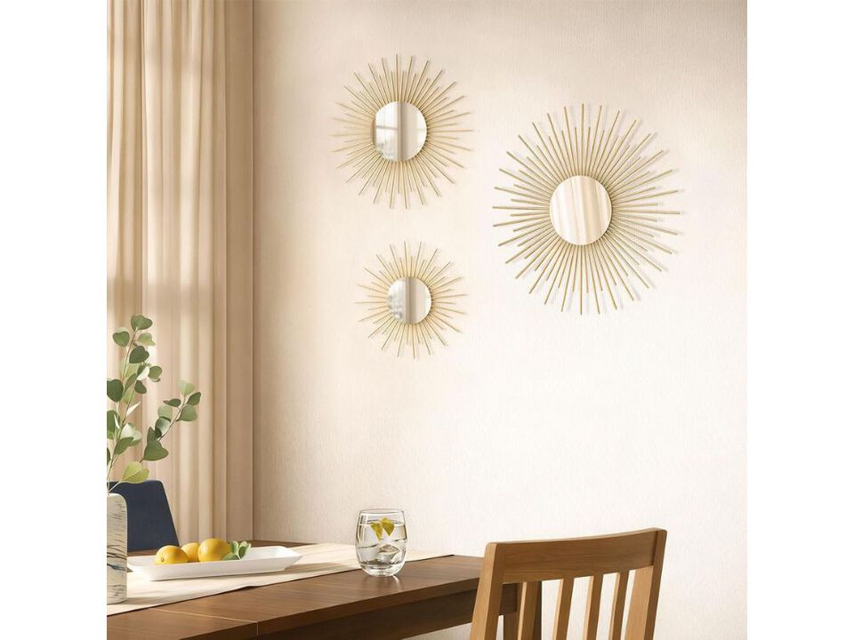 Gold Metal Wall Decor Set of 3 Modern Art for Bedroom Living Room Home