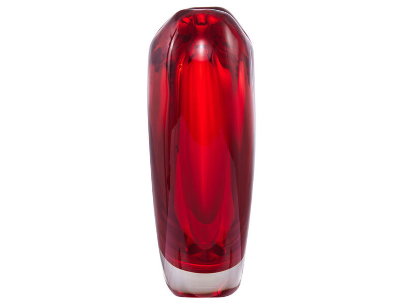 Hand Blown Red Love Heart Shaped Sommerso Art Glass Vase