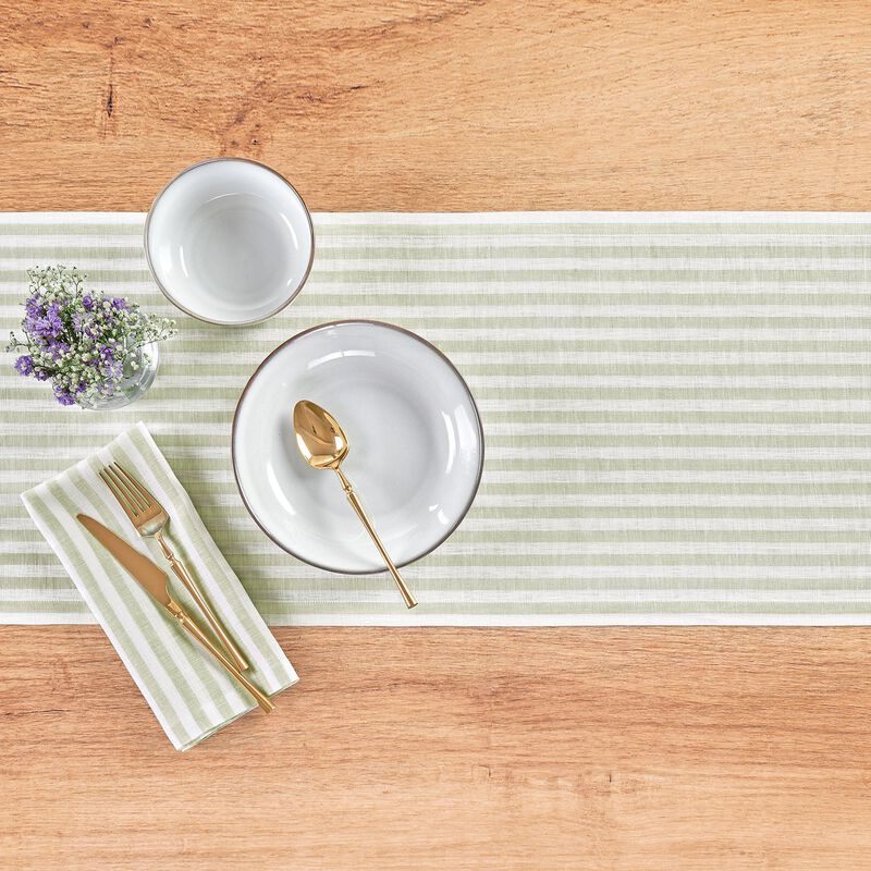 Solino Home Amalfi Stripe 100% Linen Dinner Napkins &ndash; Set of 4, 20 x 20 in, Machine Washable, Holiday and Everyday Dining