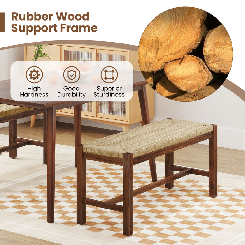 Solid Rubber Wood Bench &ndash; Long Indoor Wooden Seating for Hall or Living Room