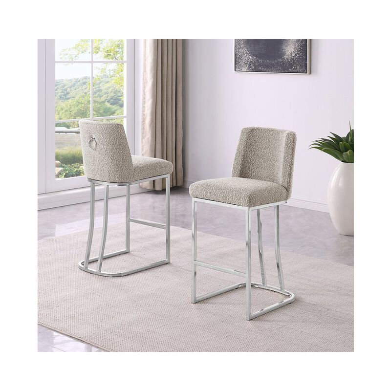 Best Quality Furniture Gray With Silver Base Counter-Height Chairs, Set Of 2