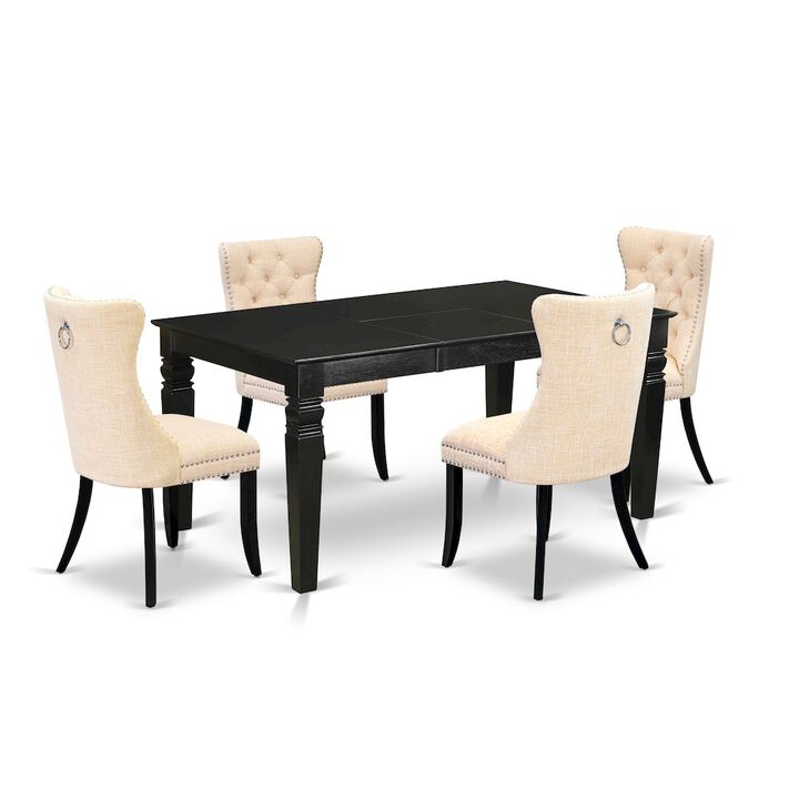 5 Piece Dining Set Consists of a Rectangle Wooden Table with Butterfly Leaf