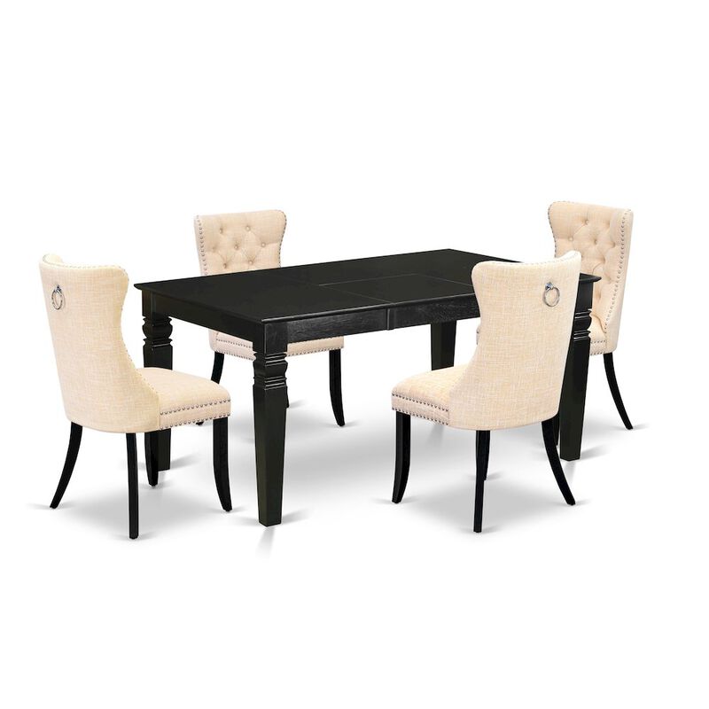 5 Piece Dining Set Consists of a Rectangle Wooden Table with Butterfly Leaf