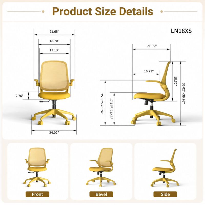 GOODSILO Ergonomic 350LBS Office Chair with Mesh Back, Molded Foam, Flip Armrests, Tilt and Height Adjustment for Home Office Use image number 1