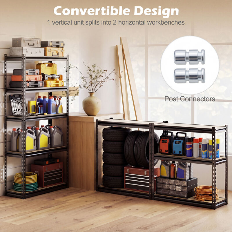 Set of 3 5-Tier Heavy-Duty Garage Shelving Units with 2200 LBS Capacity image number 5