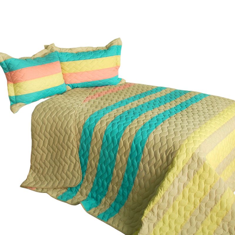 3PC Queen Patchwork Quilt Set Soft Lightweight Decorative Bed Cover Set image number 1