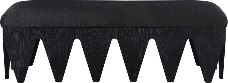 Meridian Furniture Altair Black Velour Fur Fabric Bench