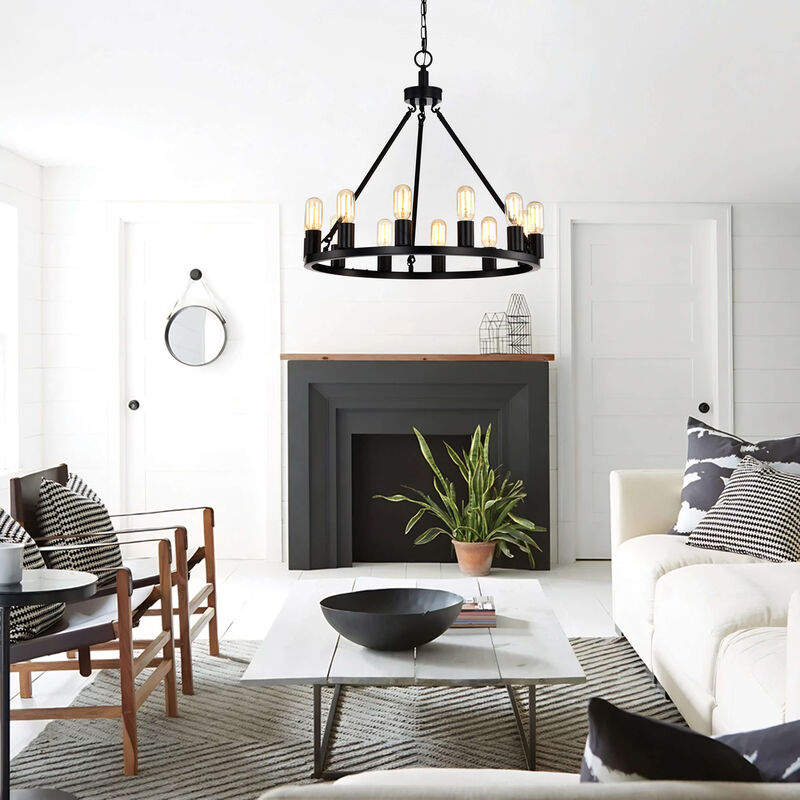 Ester Black 12-light Metal Round Chandelier image number 5