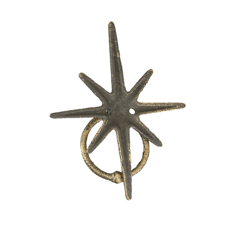 Gold Cast Iron Decorative Starburst Door Knocker Rustic Celestial Home Decor image number 2