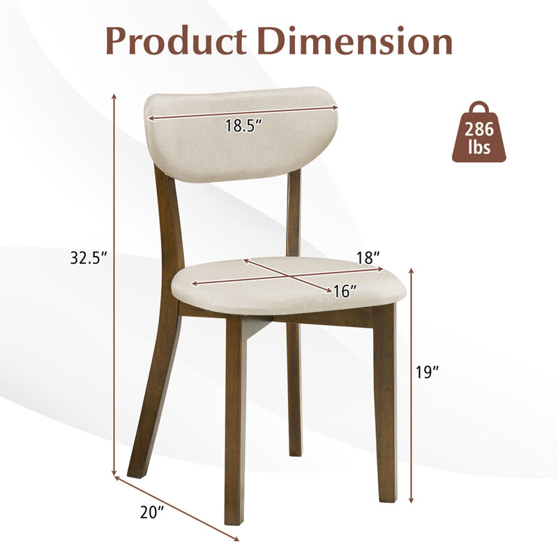 Set of 4 Dining Chairs with Solid Rubber Wood Frames for Kitchen and Dining Room image number 2