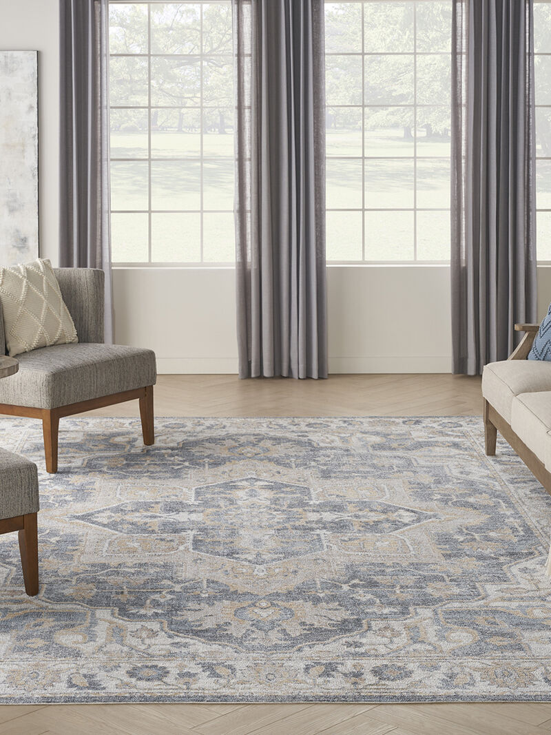 Astra Machine Washable ASW12 Gray/Blue 9' x 12' Rug