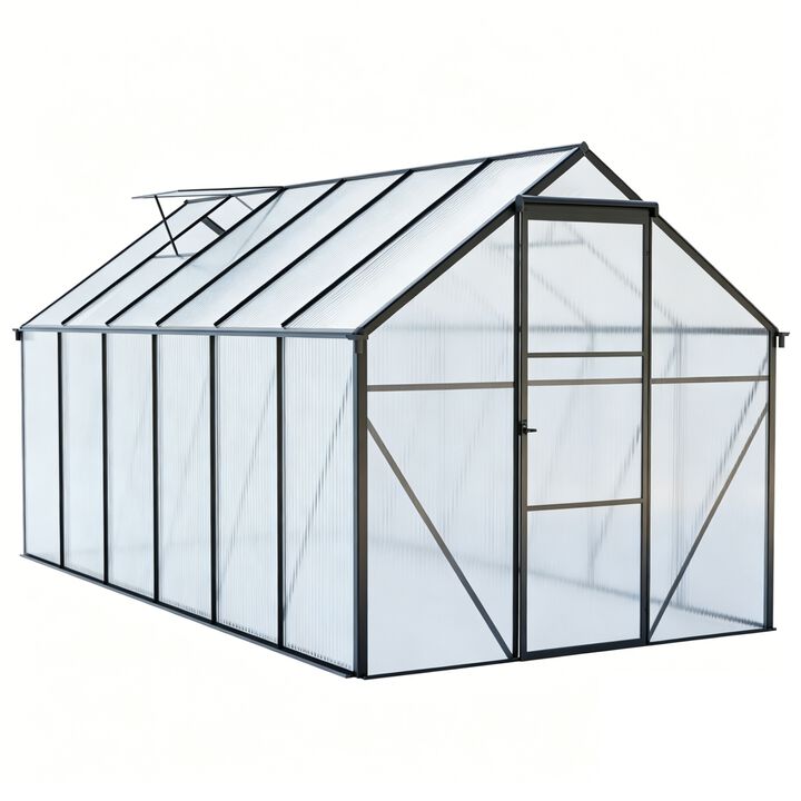 6x12 FT Polycarbonate Greenhouse Raised Base and Anchor Aluminum Heavy Duty Walk-in Greenhouses