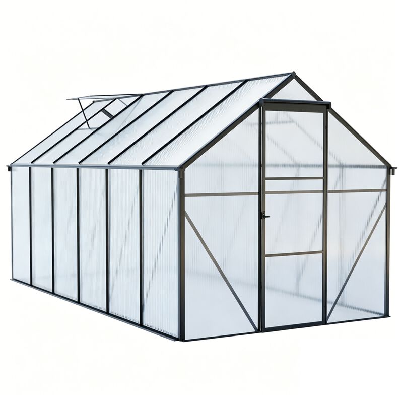 6x12 FT Polycarbonate Greenhouse Raised Base and Anchor Aluminum Heavy Duty Walk-in Greenhouses image number 0