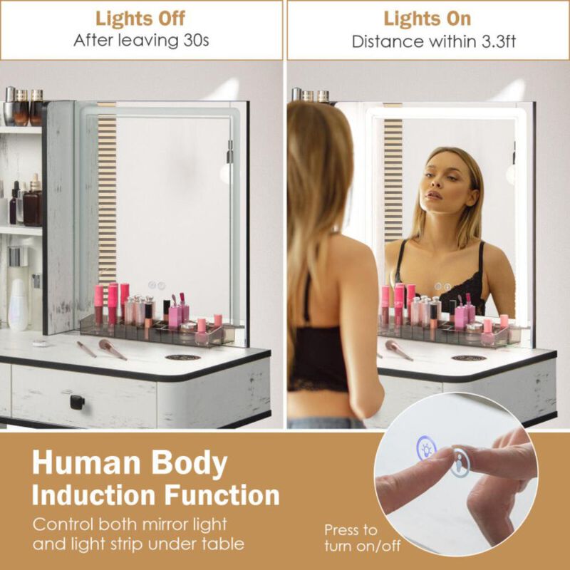 Hivvago Vanity Makeup Table Set with Lighted Mirror