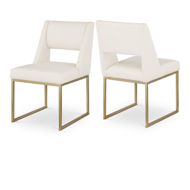 Meridian Furniture Jayce Cream Vegan Leather Dining Chair, Set of 2