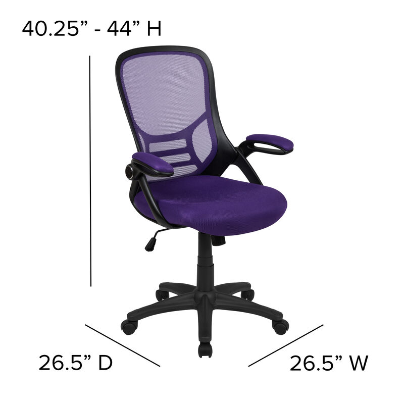 Porter High Back   Mesh Ergonomic Swivel Office Chair with Frame and Flip-up Arms image number 4