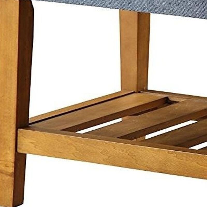 Upholstered Polyester Bench with Open Shelves for Entryway or Bedroom Storage