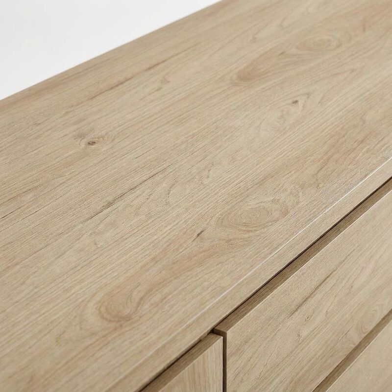 Oval Entertainment Center TV Console Cabinet with Storage and Drawers, Light Oak image number 6