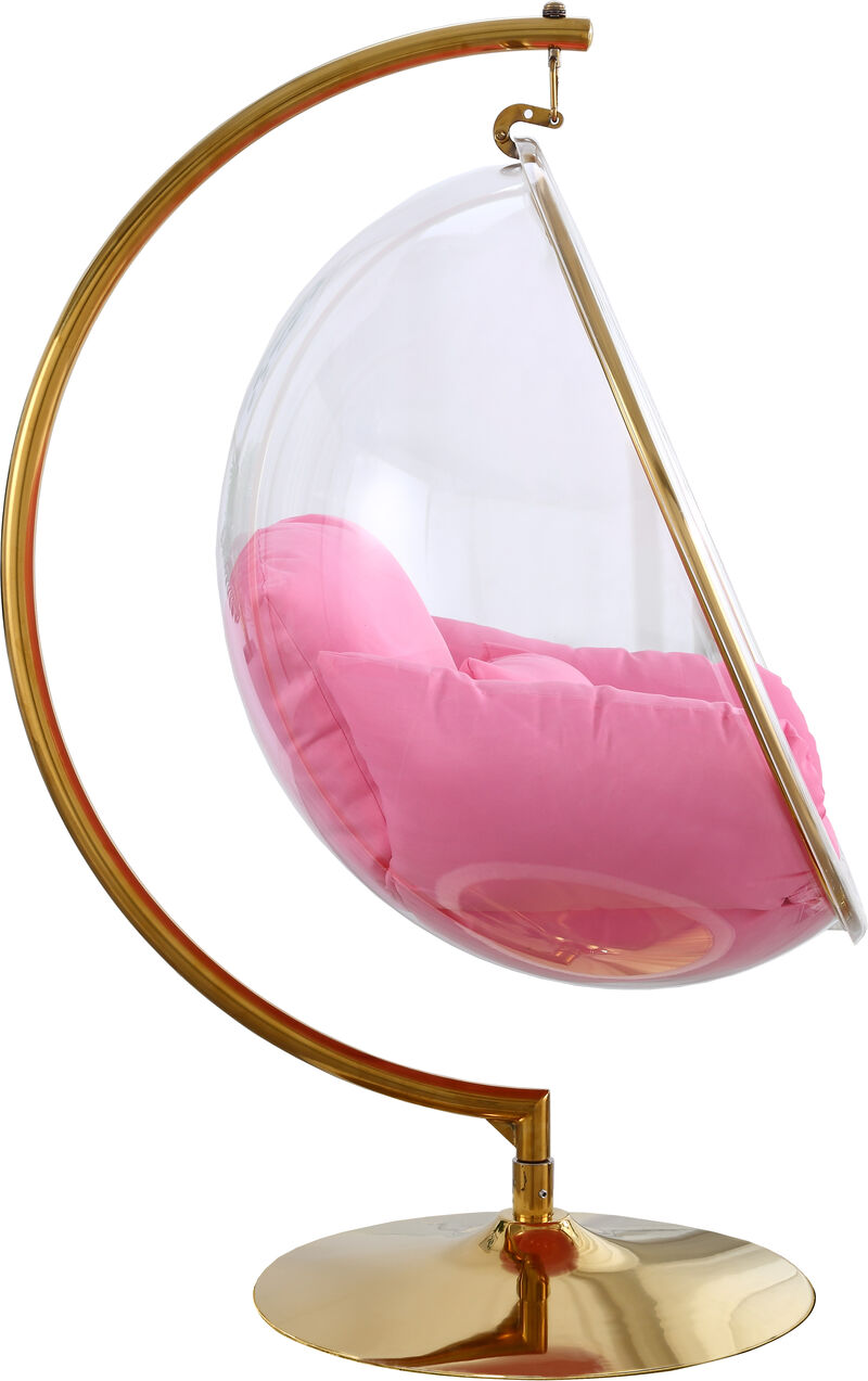Meridian Furniture Luna Pink Fabric Acrylic Swing Bubble Accent Chair image number 3