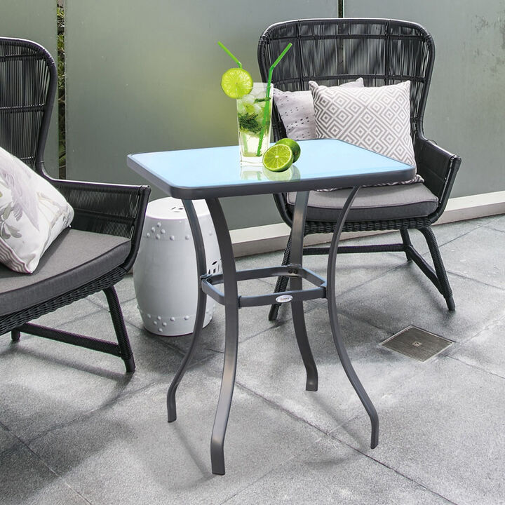 Alfresco Dining Surface: 33" Square Tempered Glass Bistro Table for Gardens