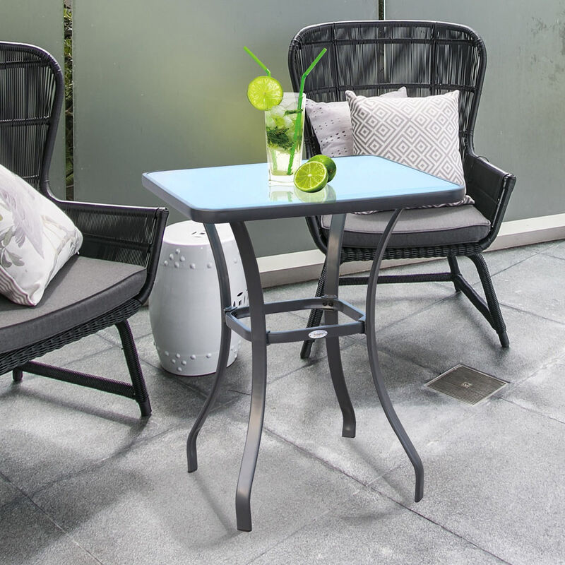 Alfresco Dining Surface: 33" Square Tempered Glass Bistro Table for Gardens