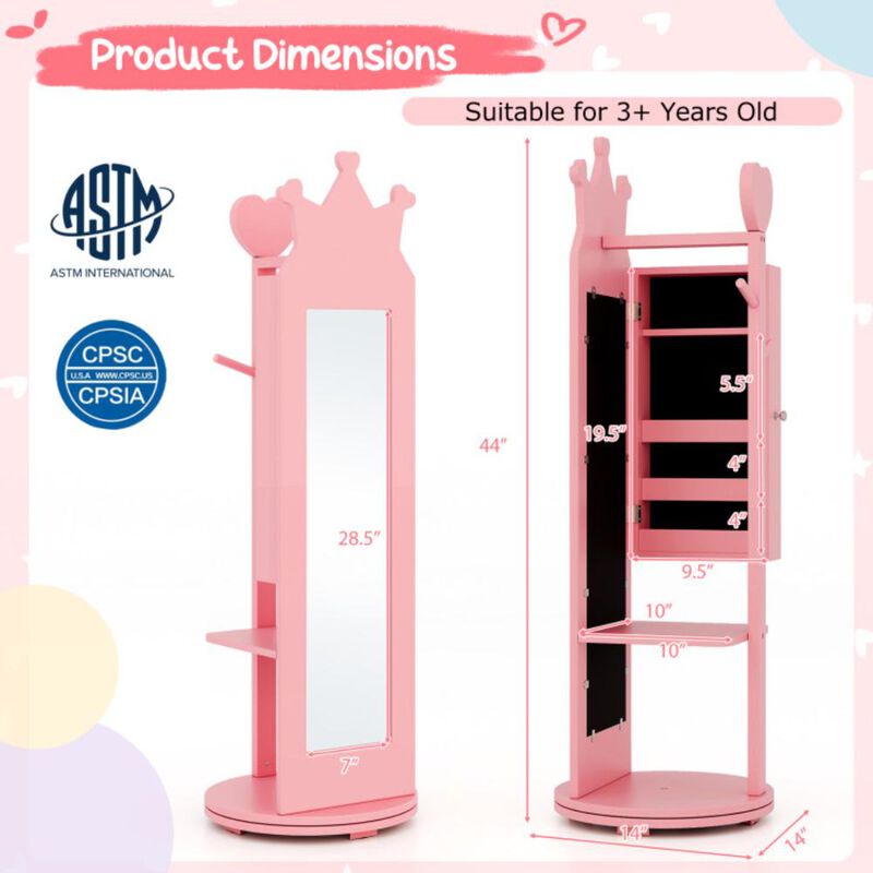 Hivvago Kids Room Furniture Set Princess Vanity Table and Stool Set with Mirror and Drawer