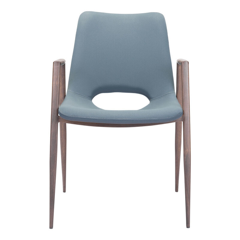 Set of Two Upholstered Faux Leather Dining Chairs with Armrests & Open Back