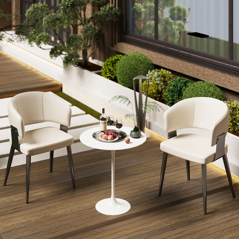 Leather Dining Chair with Metal Legs 2-piece 20.27"