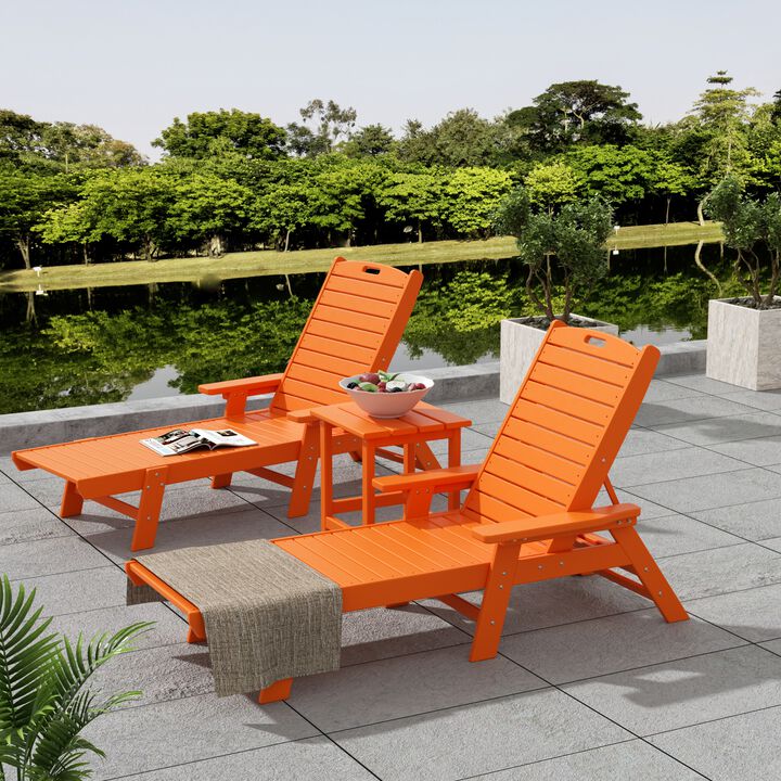 WestinTrends Adirondack Outdoor Chaise Lounge with Side Table Set