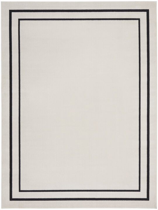 HomeRoots 9' X 12' Ivory And Black Indoor Outdoor Area Rug