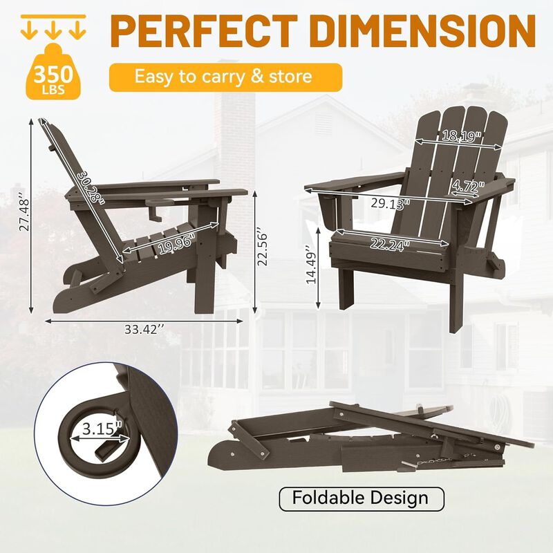 Hivvago Set of 2 Folding Adirondack Chairs with Cup Holders image number 1