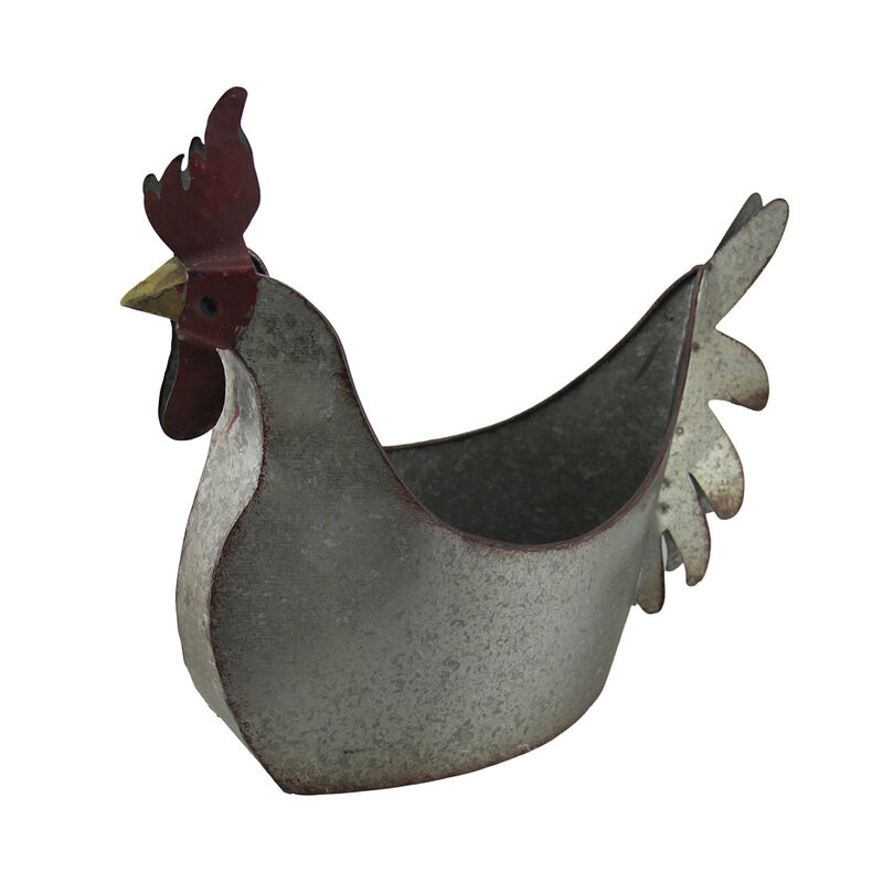 Galvanized Metal Indoor/Outdoor Rooster Planter image number 0
