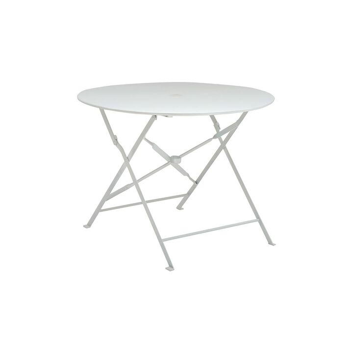 Carolina Living Bistro 36 Round Folding Outdoor Table - Umbrella Hole - White