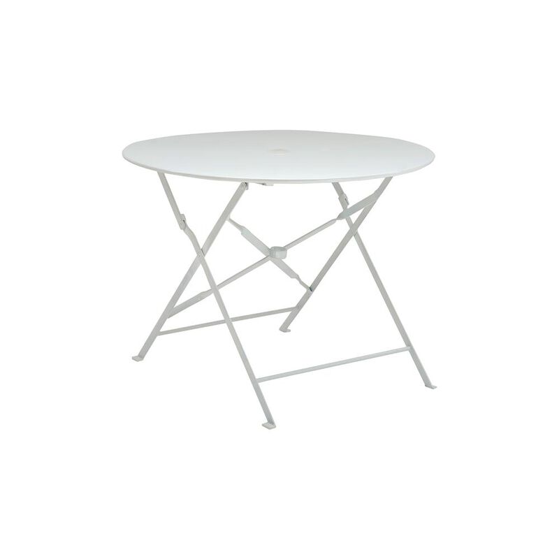 Carolina Living Bistro 36 Round Folding Outdoor Table - Umbrella Hole - White