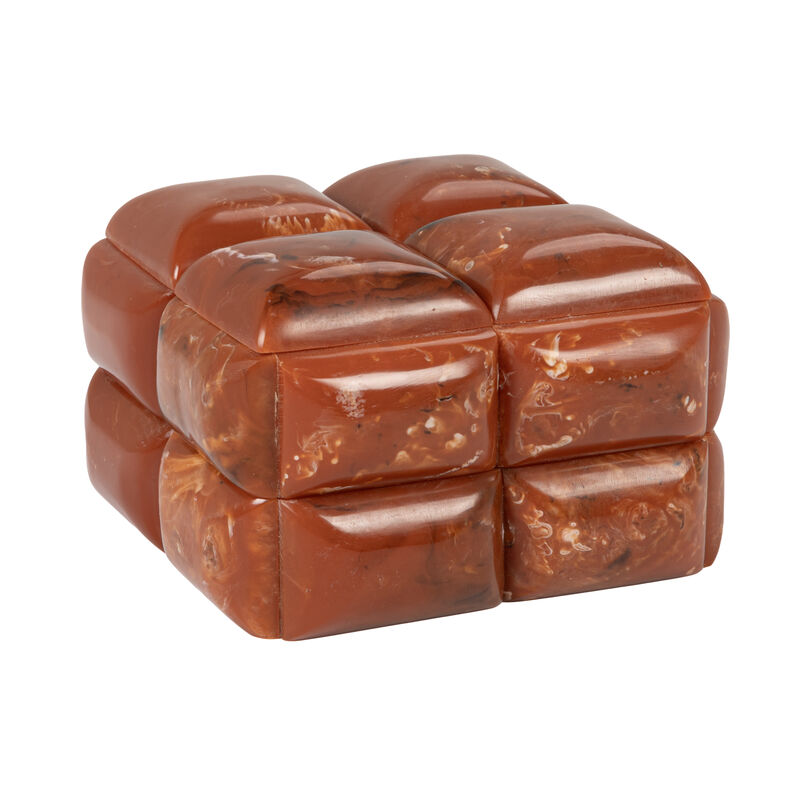 Square Marbled Resin Studded Box, Amber image number 0
