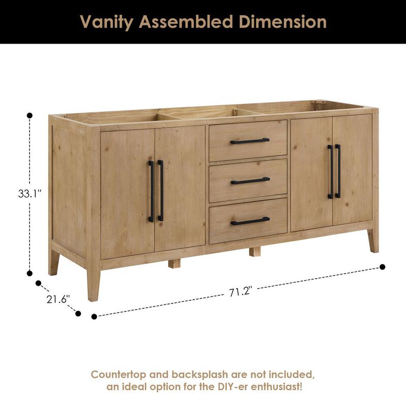 Altair Double Bathroom Cabinet Vanity Base without Top and Sink, no Mirror