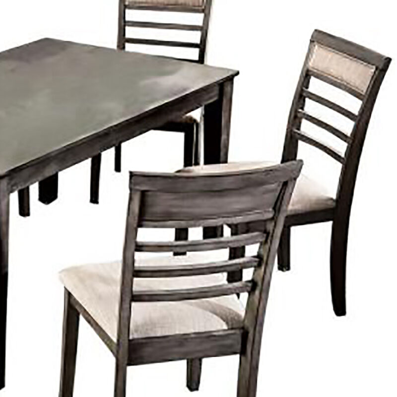 Taylah Transitional Style Seven Piece Gray Dining Set - Benzara