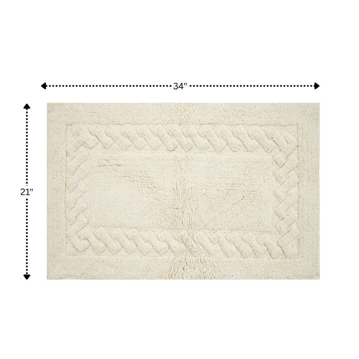 Knightsbridge Chain Bath Rug Cotton Non Skid Back - 21x34", Ivory