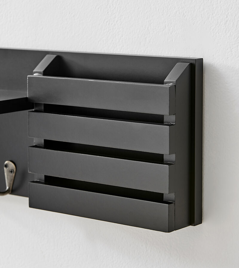 Mail and Key Wall Shelf Organizer with Pocket and Hanging Hooks