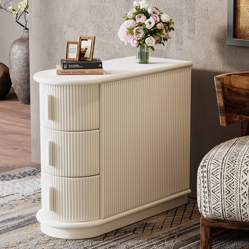 Narrow Wood End Table, Side Table Nightstand with 3 Drawers image number 1