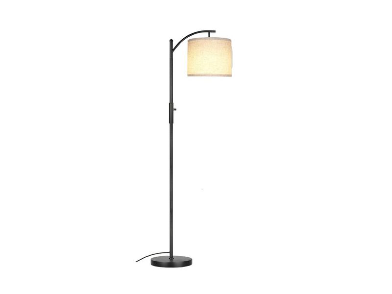 Dimmable Arc Floor Lamp with Linen Shade for Living Room