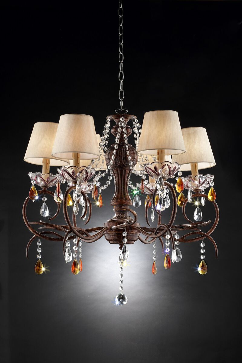 Hivvago Burnished Bronze Hanging Ceiling Lamp with Clear and Amber Crystals